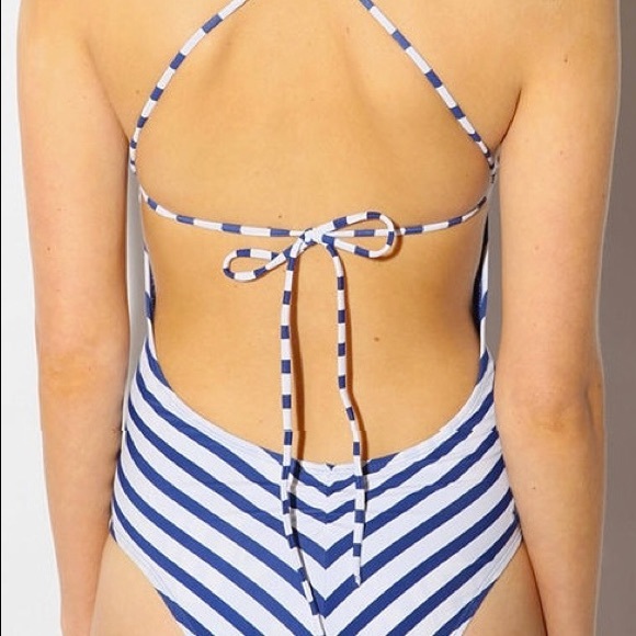 Volcom Blue and White Striped Swimsuit - Picture 3 of 3
